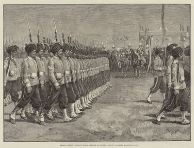 Prinz Albert Victor in Indien, Parade in Poonah, marschierende einheimische Infanterie von William Barnes Wollen